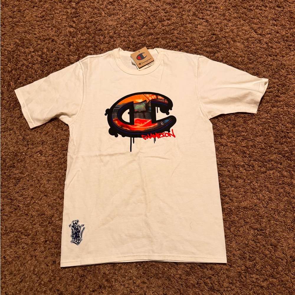 Champion White Tee with Bold Graphic